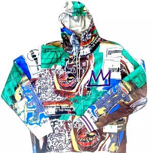 Members Only Men's Large Jean-Michael Basquiat Pullover Hoodie Jacket